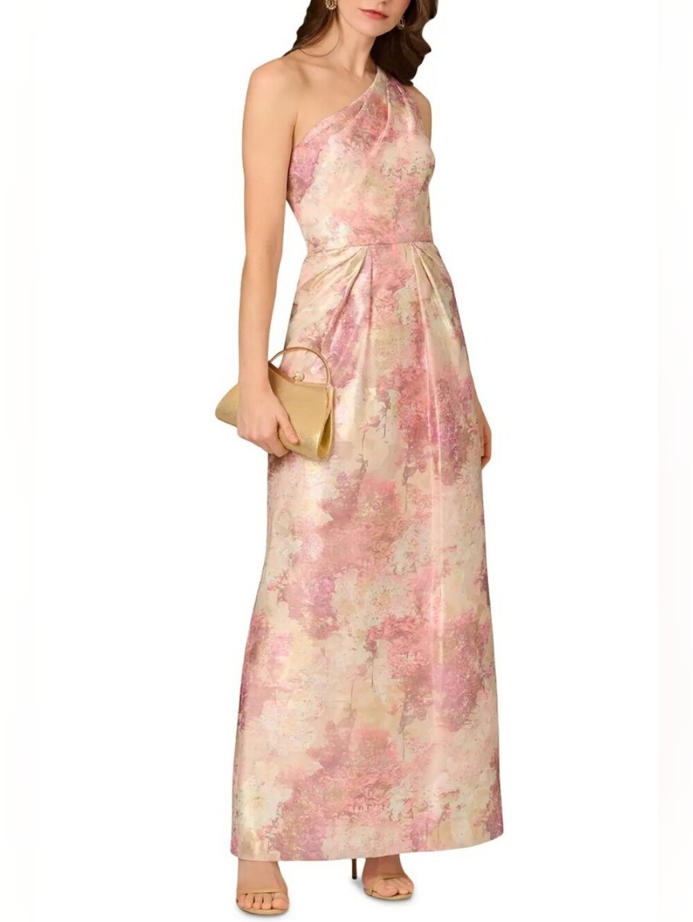 NWT Aidan Mattox Printed Jacquard Gown Pink Blush Size 16